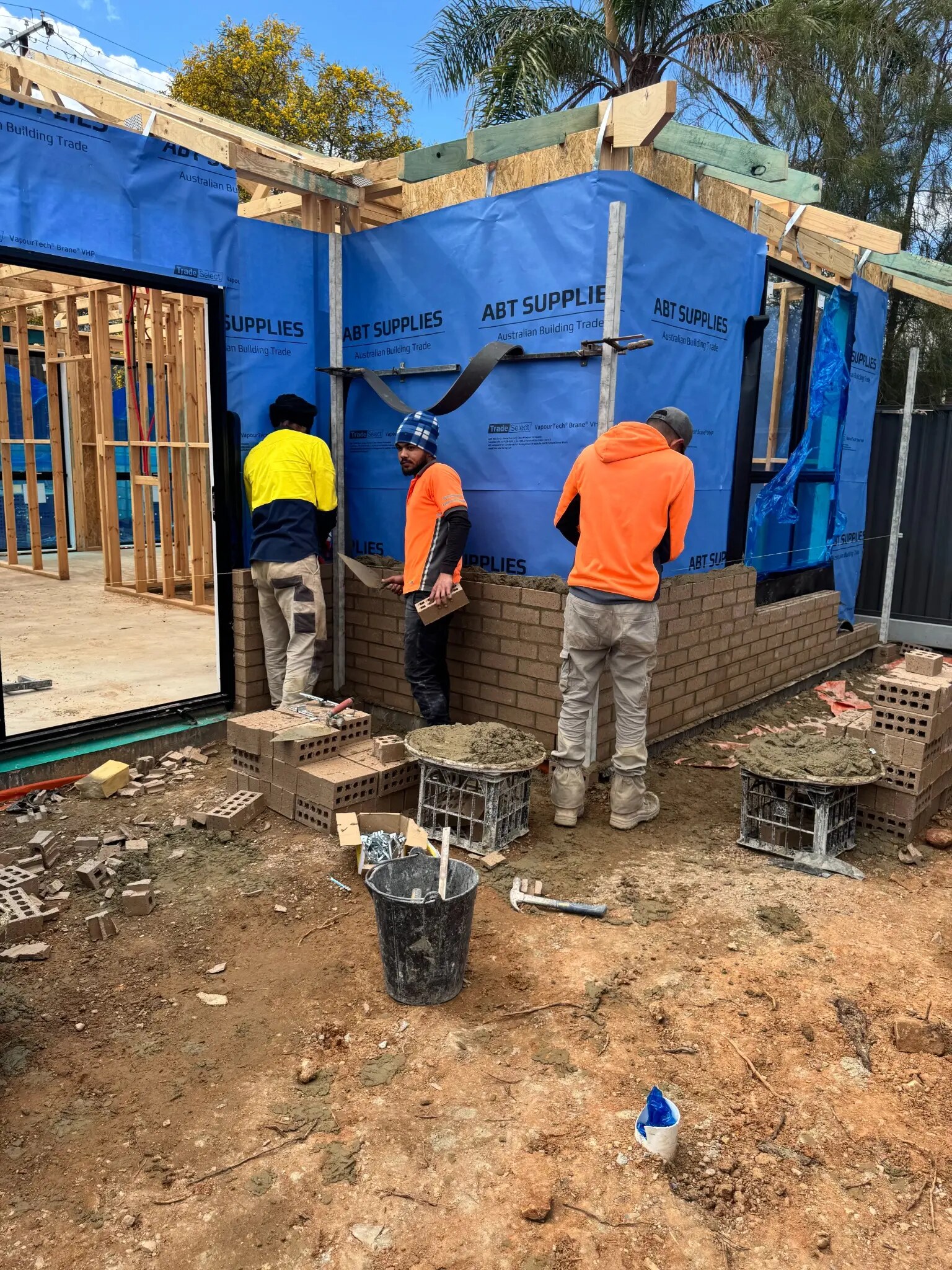 Brickwork and residential construction progressing on site