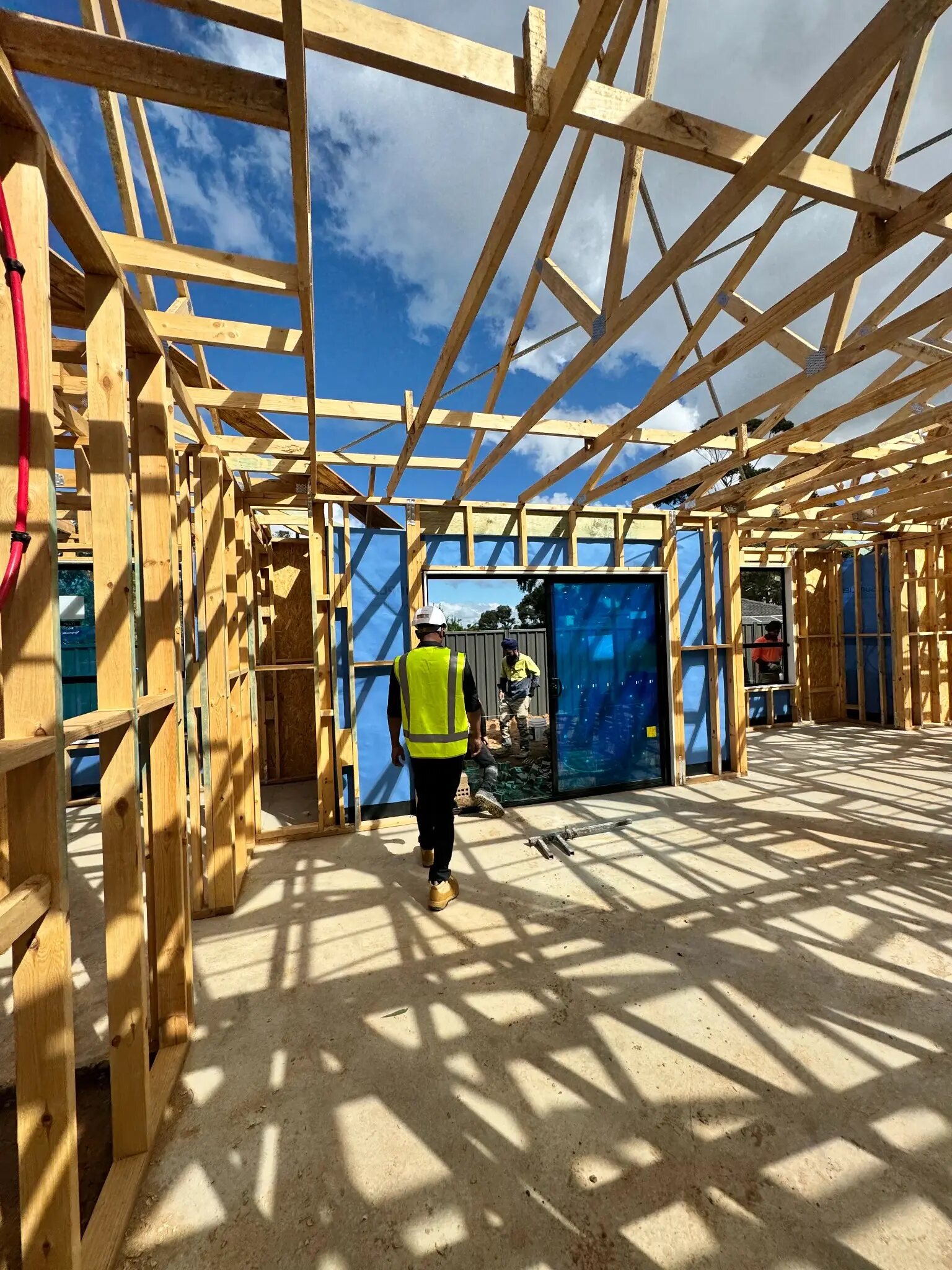 Timber-framed Adelaide home taking shape during an on-site walkthrough